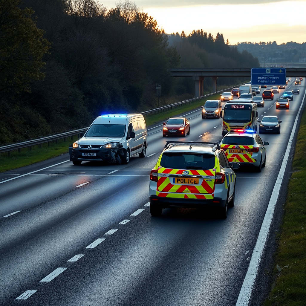 Rush-hour collision blocks M4 lane near Newport